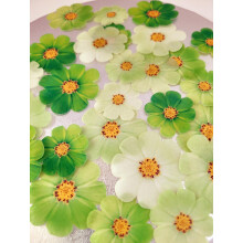 Anglesit Pre-Cut Beautiful Gradient Green Mixed Size Flowers Edible Rice Wafer Paper Cupcake Toppers Cake Decorations Birthday Wedding Party