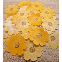 Anglesit Pre-Cut Beautiful Gradient Yellow Mixed Size Flowers Edible Rice Wafer Paper Cupcake Toppers Cake Decorations Birthday Wedding Party