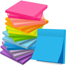 (18 Pads) Sticky Notes 76 mm x 76 mm Post, Self-Stick Pads Bright Colors Sticky Note, Recyclable, Easy to Post for Home, Office, Notebook, 56 Sheets/