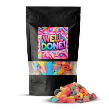 SKVDNTRADE8 Well Done Pick & Mix Sweets 500g Bag – Fizzy, Gummy, Mix of Retro & Sour Variety for Letterbox Friendly Gift for Graduation, Exams