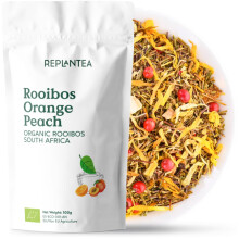 TEA ROOIBOS ORANGE PEACH 100% Organic 100g (50 Cups) | Fruity Green Rooibos Ideal for Ice Tea or Cold Tea Without Bulk Teine REPLACEMENT