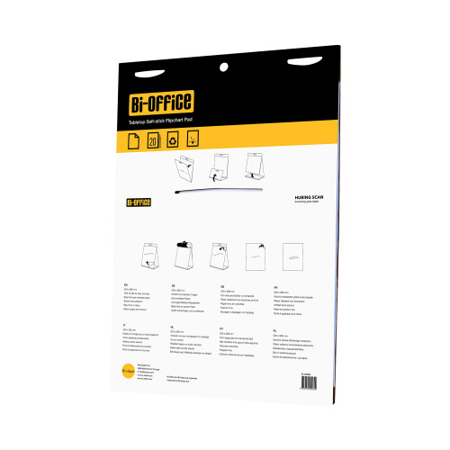 Bi-Office Tabletop Self Stick Flipchart Pad, 20 Sheets - 70 gr/m² paper, 58,5 x 1