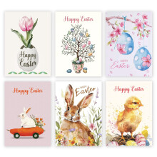 Giftinghouse Easter Cards Multipack of 6/12 - Happy Easter Cards with Envelopes Featuring 6 Unique Mixed Designs
