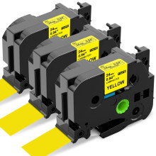 3-Pack Upwinning 24mm Yellow Label Replacement for Brother TZe-651 TZe651 AZe-651 24mm
