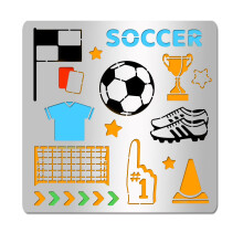 INFUNLY Soccer Stencil for Painting Stainless Steel Sport Football Drawing Stencils 6.15 inches Championship Trophy Metal Stencil for DIY Painting
