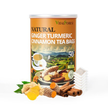 50 Turmeric Ginger Cinnamon Tea Bags| Vitalforest Natural Ginger Tea|