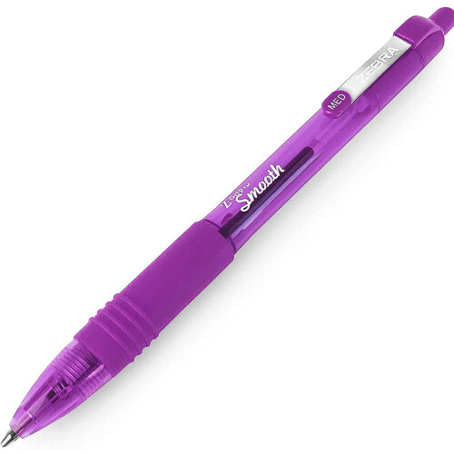 Zebra Z-Grip Smooth - Retractable Ballpoint Pen - 3 Pack - Purple 1