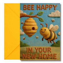 LimaLima New Home Cards Welcome To Your New House Gift Funny Bee Happy Design Large A5 When Folded