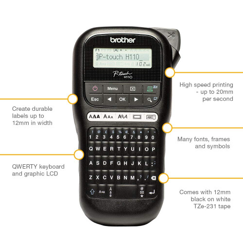 Brother Brother PT-H110 Label Printer | P-Touch Labeller | QWERTY Keyboard | Handheld 1