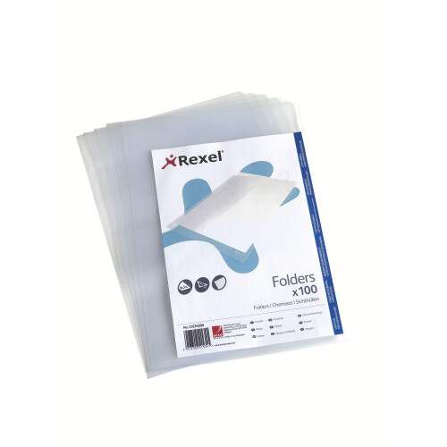 Rexel Economy A4 Document Folder, Clear Embossed, 100mic, Cut Flush, Pack 100, 21674090