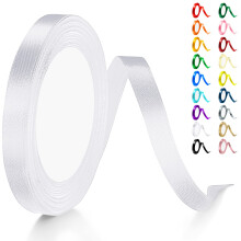 Artcut White 10mm x 22m Satin Ribbon, Double Faced Fabric Ribbon for Valentine's Day Gift Wrapping, Romantic Anniversary Bouquets, Cake Decorating an
