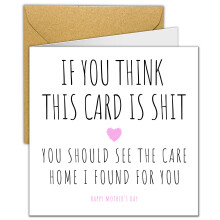 Funny and Rude Mothers Day Card | Mother’s Day Cards Care Home Joke for Mum from Daughter Son| Beautiful Contemporary