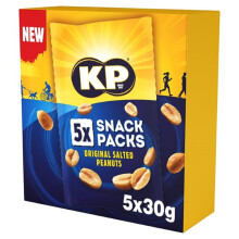 KP Nuts - ORIGINAL SALTED Peanuts - Multipack of 5 x 30g Snack Bags -