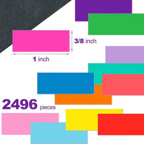2496 Pack Rectangular Coloured Stickers Labels,12 Colors Rainbow Sticky Label,25mm x 10mm Color Coding Labels Assorted Stickers 2