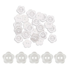 30Pcs White Pearlescent 2 Hole Flower Buttons for Cardigan, Baby Knitting, DIY Arts, Crafts and Clothes (15mm)
