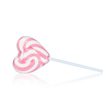 Pink & White Love Heart Lollipops - Heart Lollies - Swirly Lolly - Cake Toppers - 1 Lollipop (35g)