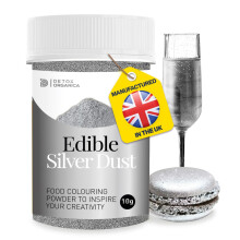 Silver Dust Edible Glitter 10g - Edible Cake Decorations - Edible Glitter for Drinks, Cake Icing, Muffins, Baking Decorations - Silver Sparkle