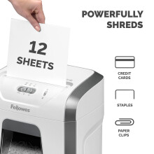 Fellowes Paper Shredder for Home Office Use - 12 Sheet Cross Cut Paper Shredder for Deskside Use - FS-12C Home Shredder with 19L Pull-out Bin - 20 Mi