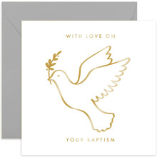 Old English Co. Gold Foil Dove Baptism Card for Him or Her - Thoughtful Baptism Day Card for Boy or Girl