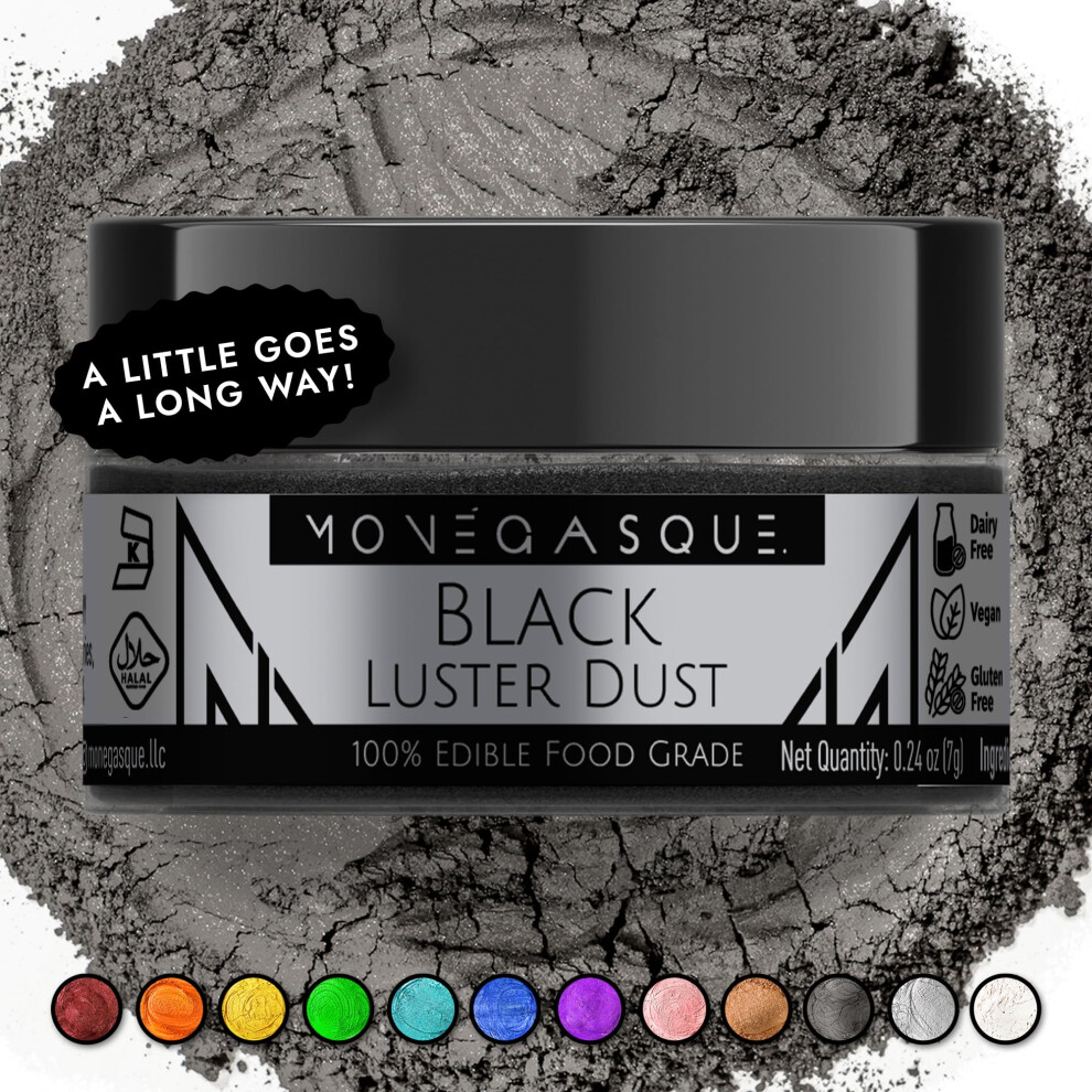 MonãGasque Black Edible Glitter For Drinks 7G Â Edible Glitter For Cakes & Cocktails Â Cocktail & Drink Shimmer Â Luster Dust For Drinks & Fath