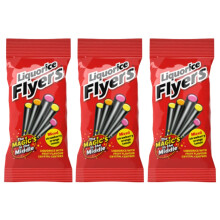 Liquorice Flyers – 3 x 75g Letterbox Pack | Chewy Liquorice Sticks with Fruity Centres | Orange, Lemon & Strawberry Flavours