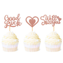 Blumomon 36 Pack We Will Miss You Cupcake Toppers Glitter Heart Good Luck Cupcake Picks Decorations for Going Away Retirement Theme Party Supplies