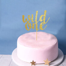 Acrylic Wild One First Cake Topper- Birthday Cake Decorating Supplies for 1st Birthday Party/Baby Gender Reveal/Photo Booth Props (Paper)