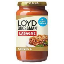 Loyd Grossman No Added Sugar Italian Red Lasagne Sauce – Tomato & Herb Infusion, Full-Flavoured, 450 g Jar (Pack of 1)