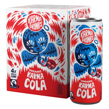 Karma Drinks Karma Cola - 4 x 250ml Cans - Natural Fizzy Soft Drinks, Fairtrade, Organic & Vegan