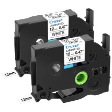 Cruxer 2-Pack Replacement for P-Touch TZe-231 TZe231 TZ231 12mm Black on White Laminated Label Tape Compatible for Ptouch PT-H110 PT-D210 PT-710BT