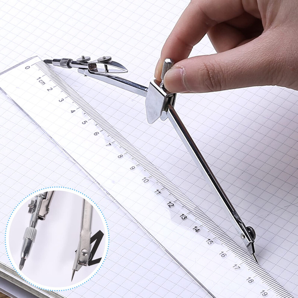 Photos - Accessory 2 Pcs Drafting Compass Set, Geometry Compass Set Maths Protractor Set Rulers for Student Maths Learning and Home Schooling D
