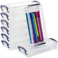 WUWEOT 8 Pack Large Capacity Plastic Pencil Box With Snap-Tight Lid, Office Supplies Storage Organizer, Watercolor Pen Drawing Tools Container, 21.6