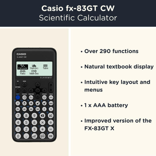 Casio Casio FX-83GTCW Black including a WYNGS protective case in Black - Basic Set 1