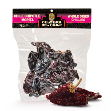 Chipotle Morita Whole Dried Chillies 75g – All Natural Mexican Chillies, Medium Heat with Smoky Flavour. Ideal for Salsas, Tacos, Marinades