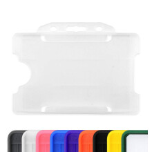 Pack of 100 Single-Sided Rigid Slide in Open Faced ID Card Badge Holders Horizontal/Landscape Identity Plastic Pass Protector
