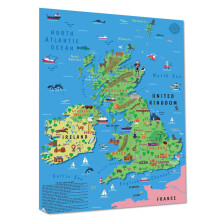 Children’s Wall Map United Kingdom & Ireland Map Poster – Colourful with Animals & Landmarks, Educational Decor for Kids’ Rooms