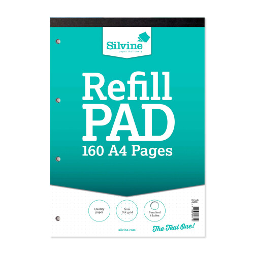 Silvine A4 Refill Pad - 5mm Grey Dot Grid (160 Pages) Single
