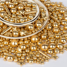 Twisweet Gold Sprinkles 130g,Edible Pearl Sprinkle for Cake Decorating, Gold Stars Rods Sugar Sprinkles Mix