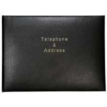 Esposti Telephone & Address Book | 26 Step Alphabetical Index | Multi Entry Options | 128 Gold Gilt Edged Pages | Black Vinyl Cover| Size 215 x 160mm