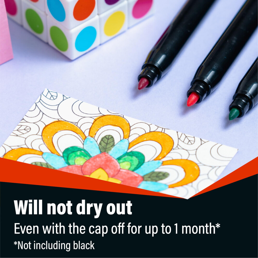 Bic Intensity Felt Tip Pens, Vibrant Colouring Pens, School Supplies For Kids, Pupils Or Adults, 12 Pack