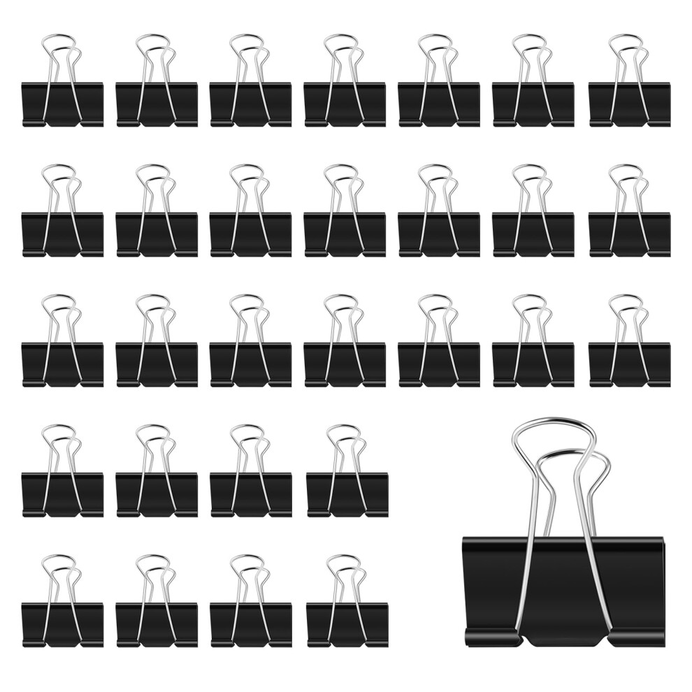 30 Pcs Large Foldback Binder Clips, 51 Mm Black Binder Clips Paper Clips Metal Black Foldback Clips Clamps Stationary Clips Paper Binder Clip For 5051226811135