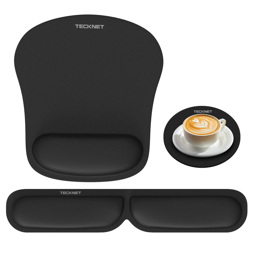 Tecknet Mouse Mat Wrist Support, Ergonomic Mouse Pad Wrist Rest, Memory Foam Mousepad And Keyboard Wrist Rest With Anti-Skid Base, Mouse Mat With Wri