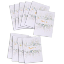 UK Greetings | Multipack of 10 Thank You Cards | Appreciation Cards | Botanical Designs | With Envelopes | 125 x 195 x 15 mm