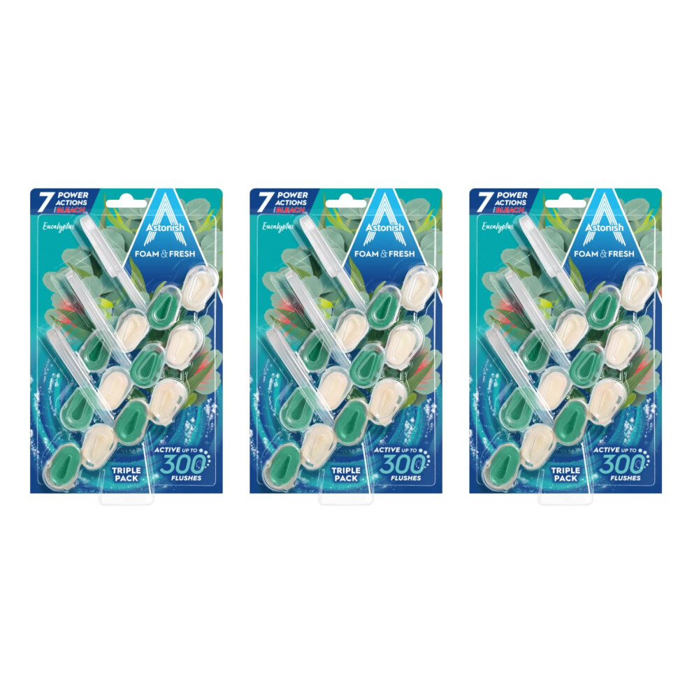 Astonish Mighty Toilet Bowl Foam & Fresh Blocks - Deep Cleaning Foam Action - Helps Combat Limescale And Removes Stains - Eucalyptus Scent
