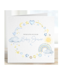Blue Baby Shower Card stars clouds, Mummy To Be, Baby Boy, Congratulations Card, Pregnancy Congratulations Card, Parents To Be Card, Bun In Oven