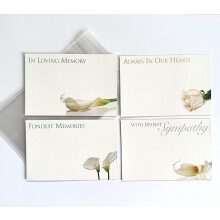ShredAstic PACK OF 4 neutral assorted small Florist Funeral flower Message Cards with 4 clear cellophane self seal bags 6 x 9cm (60x90mm)