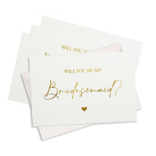 Pink Positive Will You Be My Bridesmaid Card with Envelope Set of 4 Cards -A6 White Card with Gold Foil, Bridesmaid Proposal, Flower Girl Card