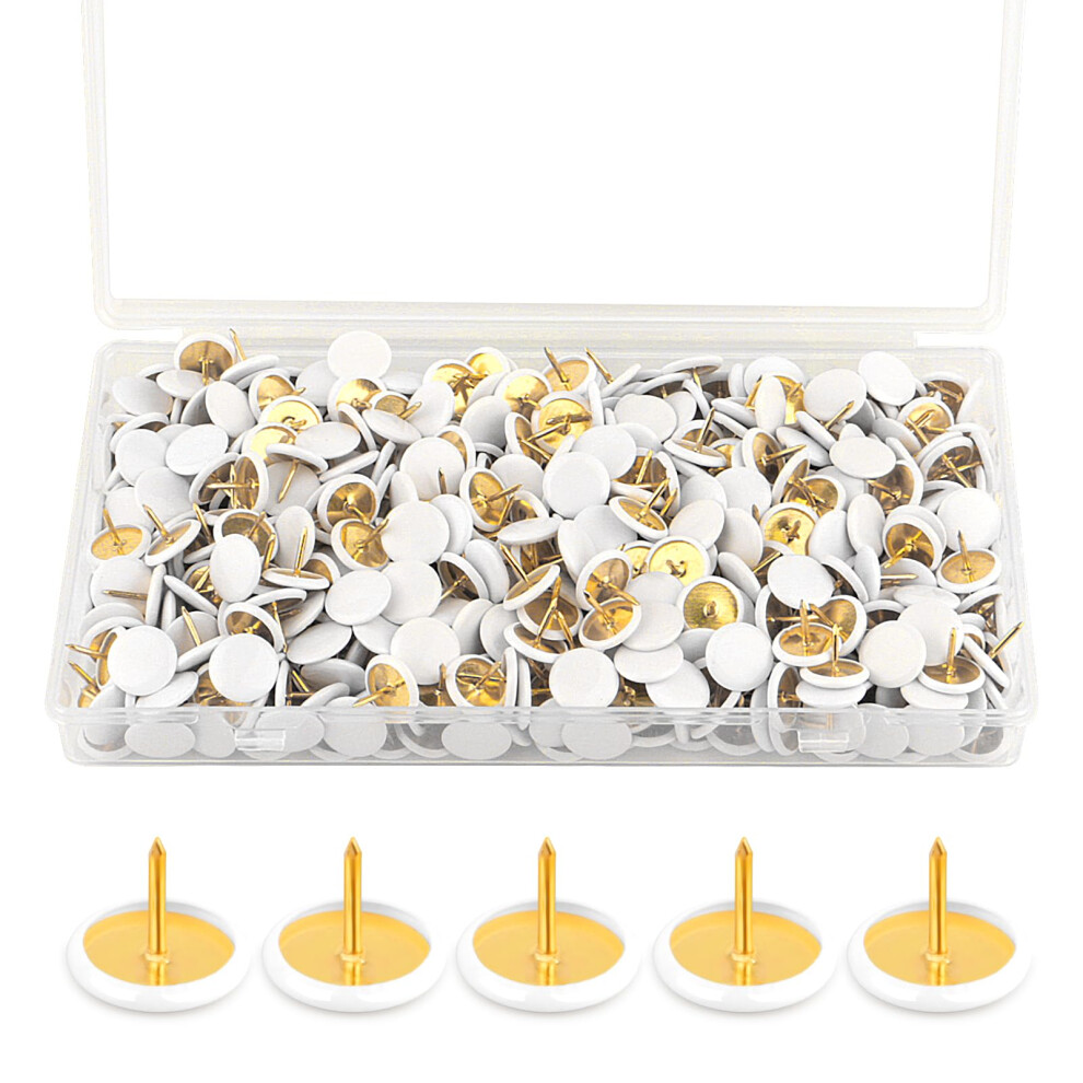 400 Pcs White Drawing Pins Kit Round Head Thumbtacks Metal Push Pins Drawing Pins For Notice Board Decorative Thumb Tacks For Pinboard Bulletin Board 5051226835629