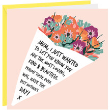 Thoughtful Mothers Day Card From Son or Daughter Nice Words Card for Mum Bouquet Floral Flowers