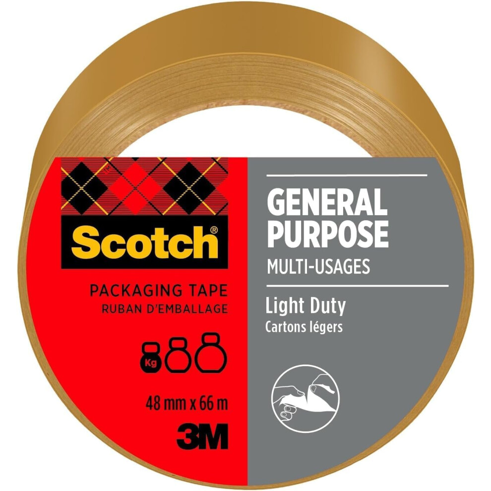 Scotch General Purpose Tape 48 Mm X 66 M 1 Roll/Pack - Ideal For Packing Boxes And Parcels Brown